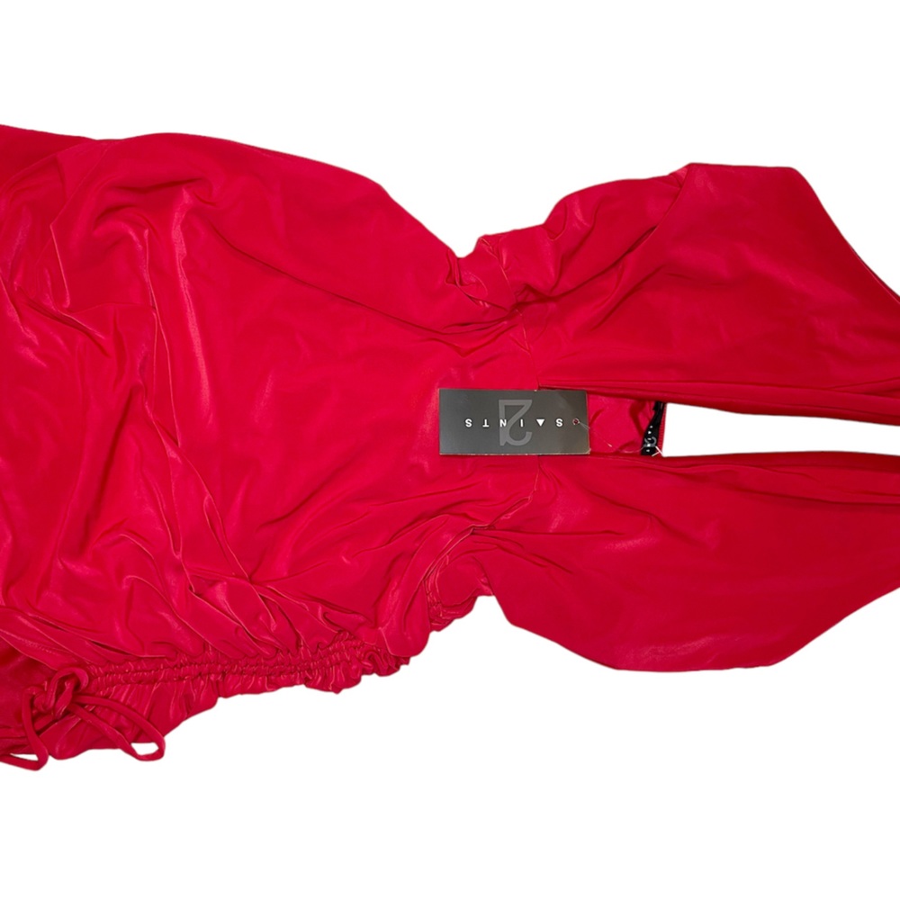 Red Scrunch up Dress, Size Large